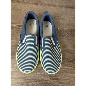 Gap Girls Canvas Sneaker SlipOn SZ 3 Navy White Green Stripes